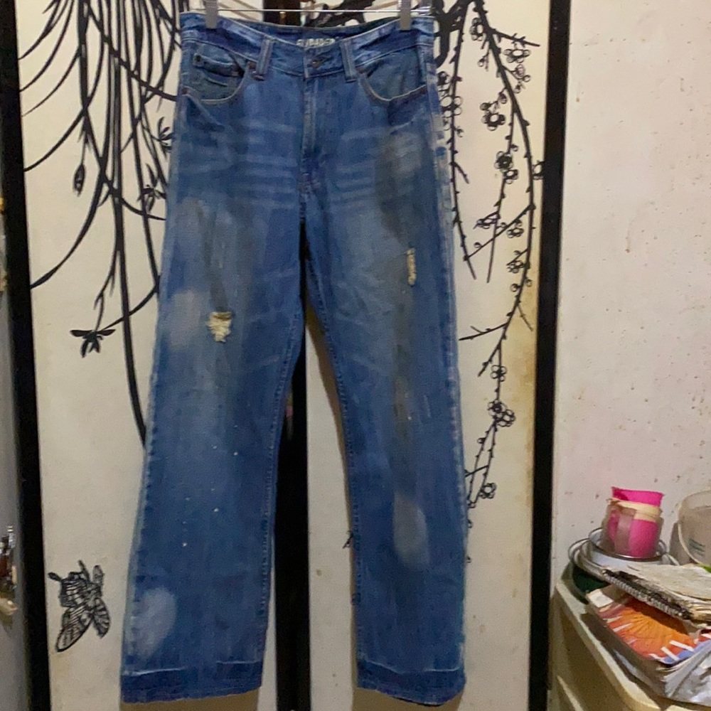 Flypaper Men’s Bootcut Bleach Splatter Wash Distressed Jeans